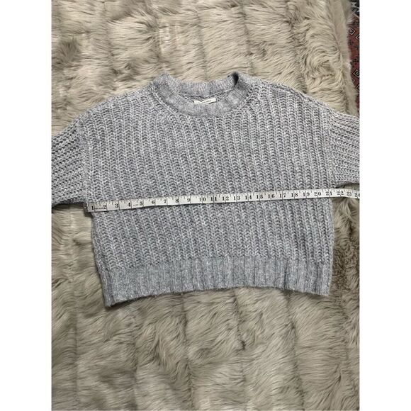American Eagle Cropped CrewNeck Knit Sweater Gray Size XXS - Picture 6 of 6